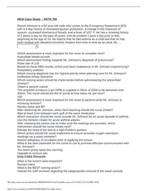 Case Study 10 Hypovolemic Shock The Wife Of C W A 70 Year Old Man