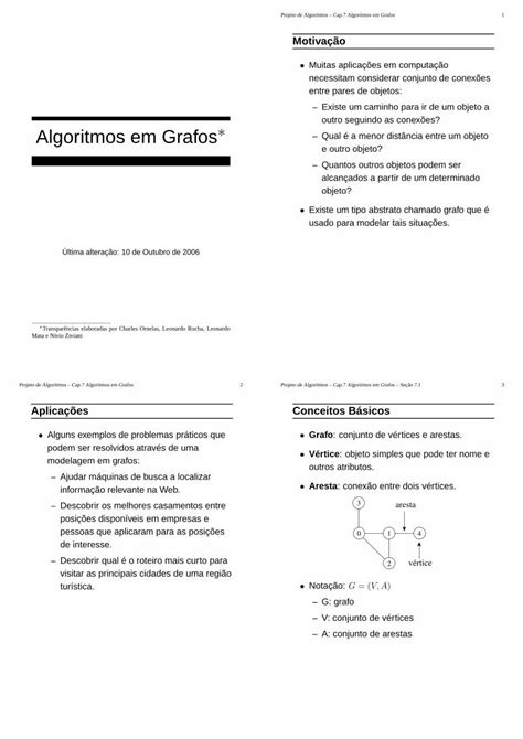 PDF Algoritmos Em Grafos DCC Projeto De Algoritmos Cap 7