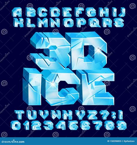 3d Ice Alphabet Font Frozen Letters And Numbers Stock Vector