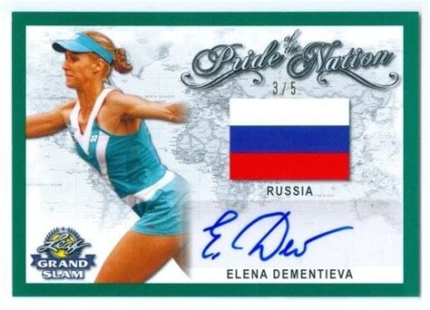 Elena Dementieva Green Pride Of The Nation Autograph 5 Leaf Grand