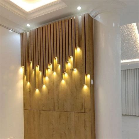 Wooden Led Wall Panel Teak Wood Cm Etsy Uk