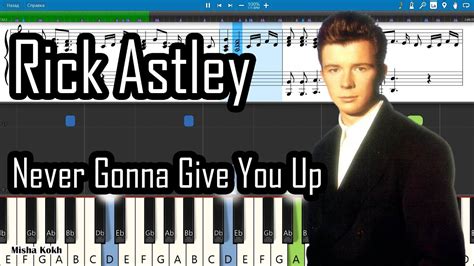 Rick Astley Never Gonna Give You Up Piano Tutorial Sheets Midi Synthesia Youtube