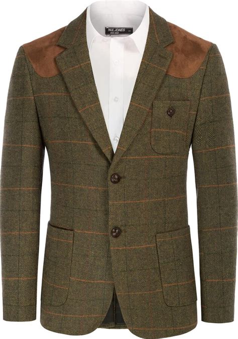 Pj Paul Jones Mens Vintage Herringbone Tweed Blazer Casual Notch Lapel