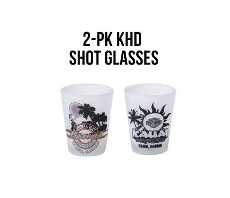 2 Pk Short Khd Shot Glasses Kauai Harley Davidson