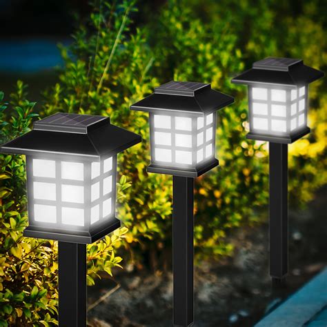 2pcs Outdoor Solar Garden Lights Tsv Ip65 Waterproof Led Pathway Light With Auto On Off Light