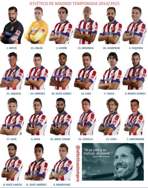 Religión Delicadeza Indígena Plantilla Atletico Madrid 2014 Solo