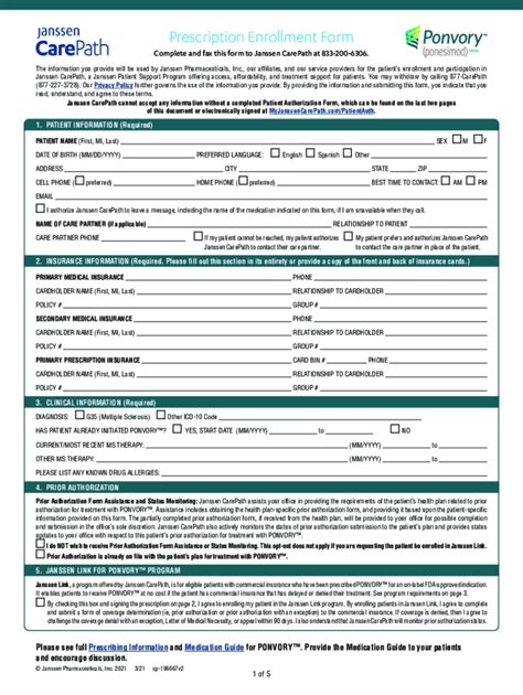 Fillable Online Patient Enrollment Form Cover Sheet Janssen Carepathpatient Resourcesjanssen