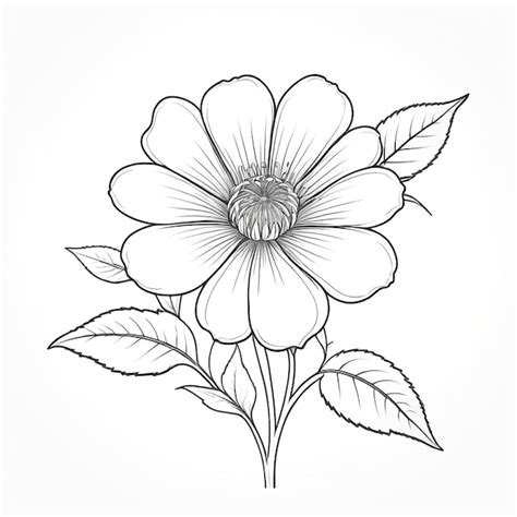 Premium Photo Flower Outline Illustration On White Background