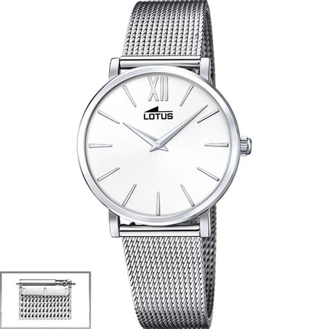 Reloj Lotus Trendy Mujer Esfera Blanca Correa Acero Y Piel 18731 1