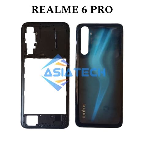 Jual BACKDOOR FULSET REALME 6 PRO HOUSING BACK GLASS COVER MIDLE FRAME