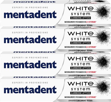 X Mentadent White System Carbone Attivo Dentifricio Sbiancante