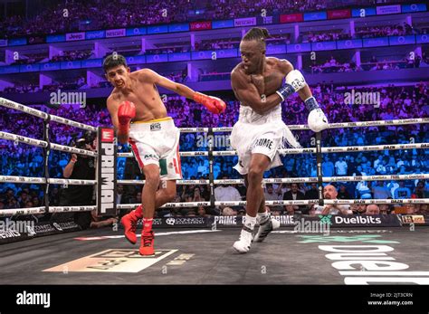 Youtube personality KSI of England and Luis Alcaraz Pineda of Mexico during their ‘Two Fights in ...