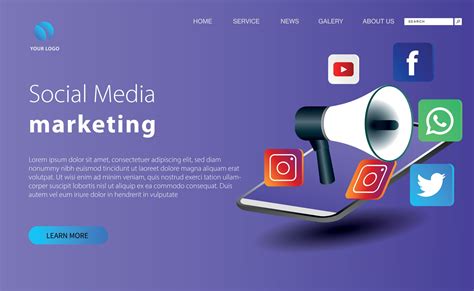 D Social Media Landing Page Template Vector Art At Vecteezy