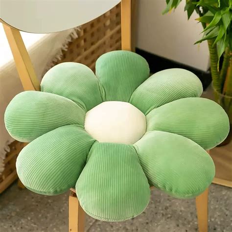 Wy Kl Flower Pillow Cushion Green Aesthetic Cushionsflower Shaped