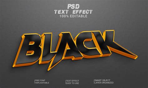 Black 3d Text Effect Editable Psd File Graphic By Imamul0 · Creative Fabrica