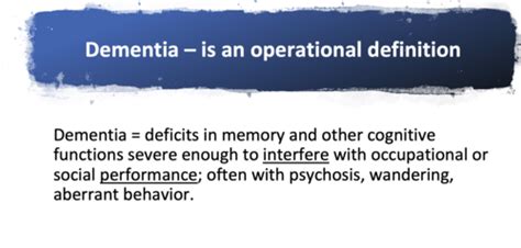 Dementia Flashcards Quizlet