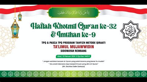 Live Streaming Haflah Khatmil Qur An Tpq Metode Qiraati Ta Limul