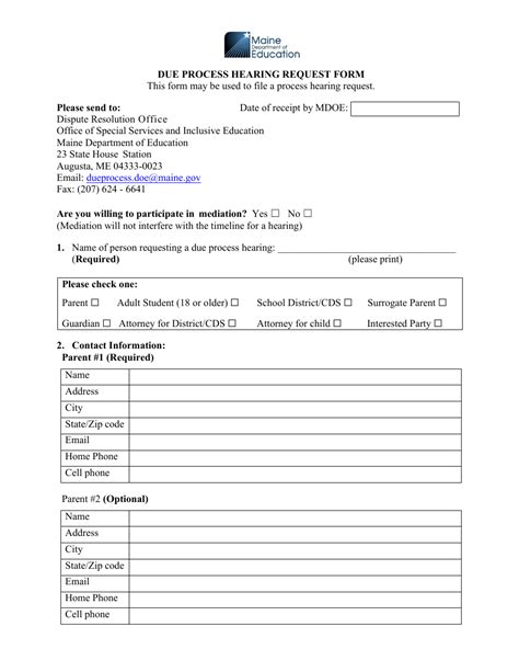 Maine Due Process Hearing Request Form Fill Out Sign Online And