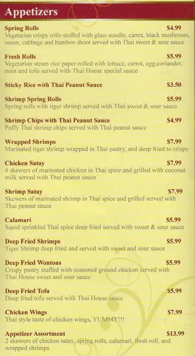 Thai House Menu Menu For Thai House Milton Toronto Urbanspoonzomato