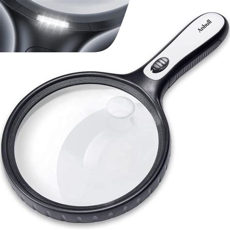 Anbull 5x 15x Magnifying Glass With Lights 55in Large Handheld Page Magnifier Lighted