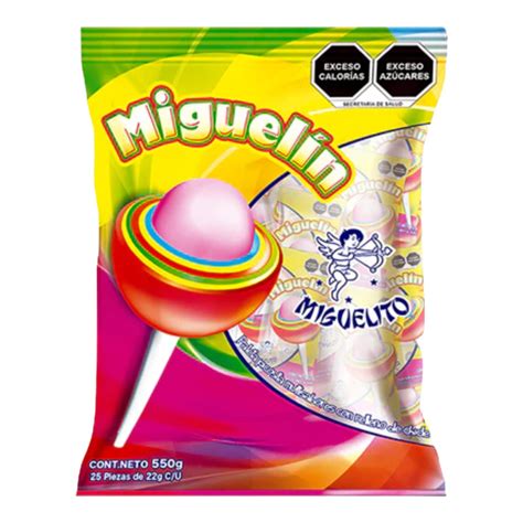 Miguelito paleta Miguelín bolsa con 25 piezas Caja con 20 bolsas 20