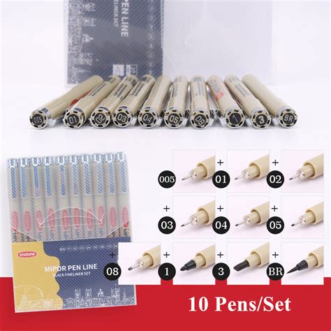 Conjunto de Canetas Micron Fineliner Pretas para Escrita Esboço