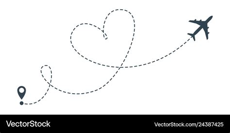 Heart Airplane Route Icon Airplane Flight Vector Image