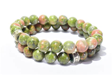 Unakite 8 Mm Bead Bracelet Natural Healing Crystal Jewelry Etsy