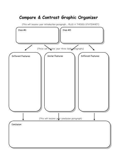 Compare And Contrast Graphic Organizer Template