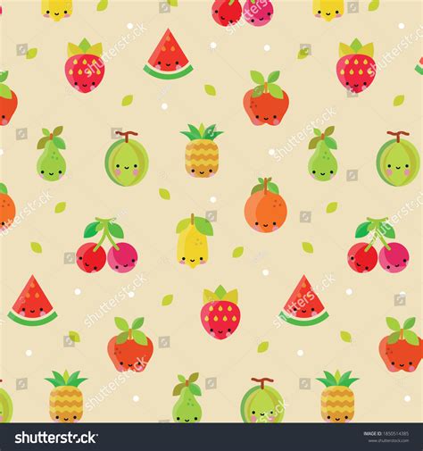 Cute Fruit Seamless Pattern Kawaii Wallpaper Stock Vector (Royalty Free ...