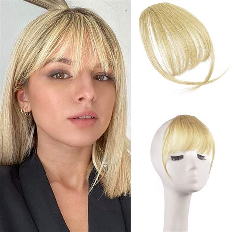 FESHFEN Clip In Pony Echthaar 100 Remy Human Hair Clip In Bangs