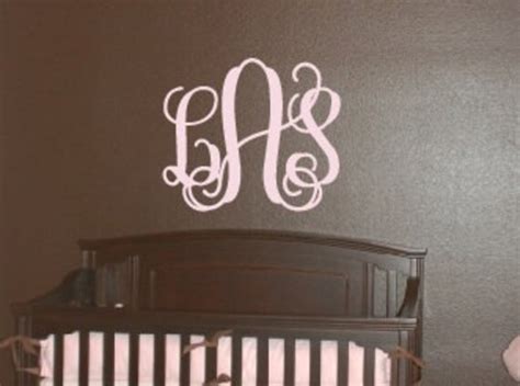 Large 3 Initial Monogram Wall Decal Etsy