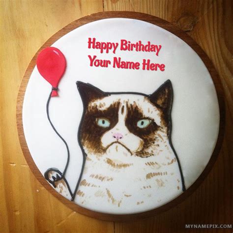 Funny Cat Birthday Cake With Name