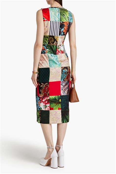 Dolce And Gabbana Patchwork Brocade Jacquard And Satin Midi Dress Sale