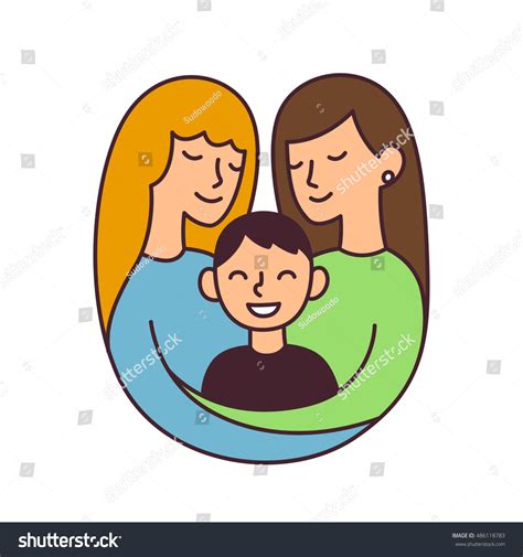Cute Cartoon Lesbian Couple Son Isolated Stock Vector Royalty Free Shutterstock