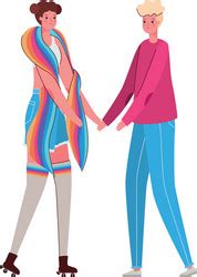 Women Cartoons With Costumes And Lgtbi Flag Vector Image