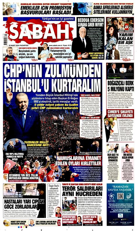 Sabah Gazetesi Sabah Manşet Oku Haberler 25 Mart 2024