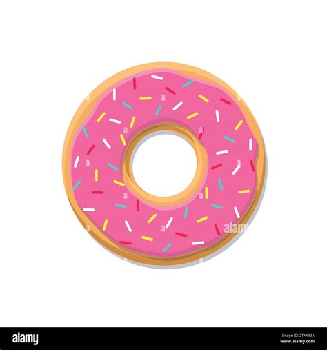 Sweet Pink Donut Isolated On White Background Yummy Cookie Donut Food