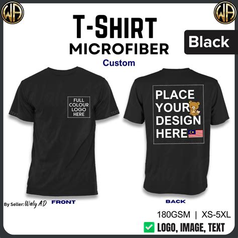 [custom] Black Microfiber T Shirt Printing Cetak Baju 180gsm Round Neck Shortsleeve Unisex