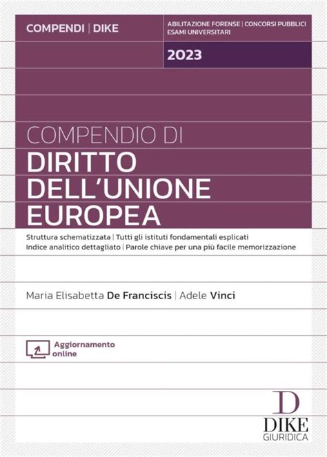 Compendio Di Diritto Dell Unione Europea 2023 Dike Giuridica