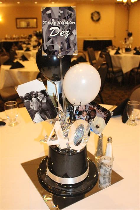 Black And White Celebration Centerpieces 50th Birthday Party