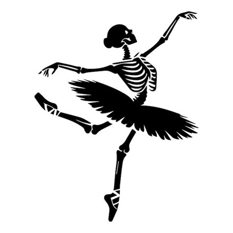 Premium Vector Ballerina Skeleton In Mid Twirl Vector In Black And White