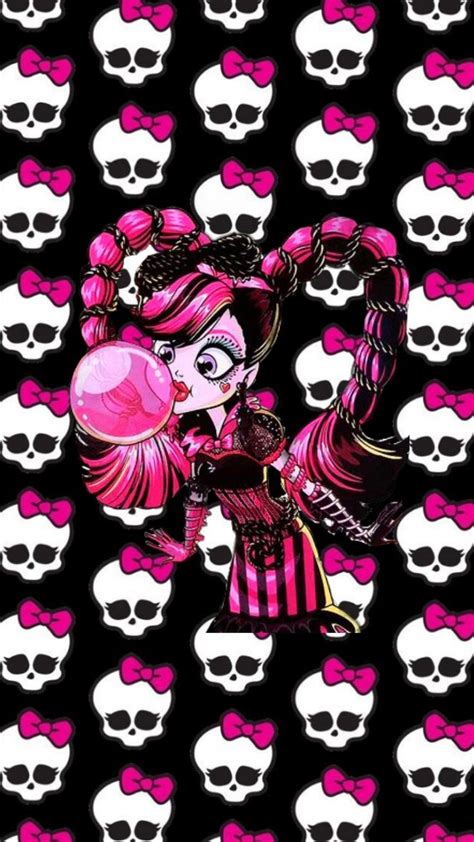 Monster High Pink And Black Draculaura Aesthetic Phone Wallpaper Pink