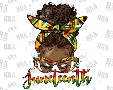 Juneteenth Black Woman Messy Bun Png Sublimation Design Juneteenth