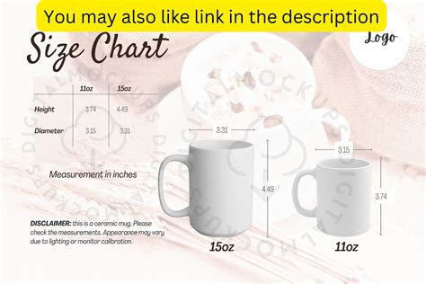 Mug Size Chart Cup Size Chart Mug Mockup 11oz 15oz Mug Size Etsy