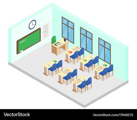 Isometric School Class Room Royalty Free Vector Image