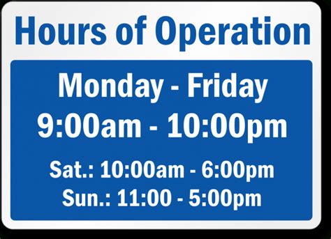 Hours Of Operation Template