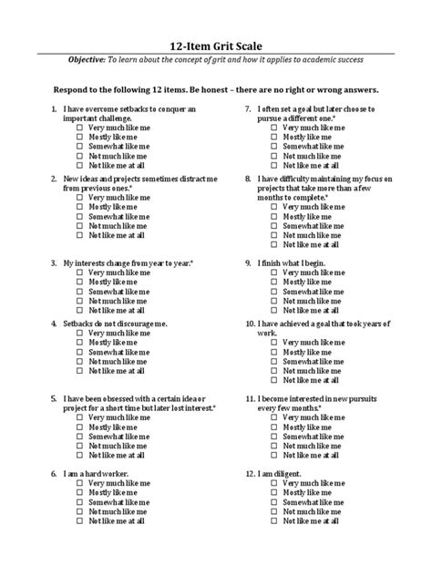 Grit Scale Pdf Grit Personality Trait Psychology