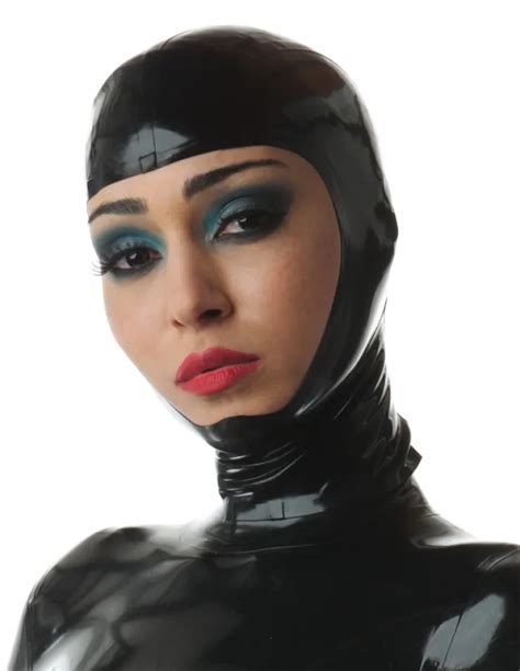 Latexinlove Open Face Sexy Black Latex Hoods Mask In Boys Costume Accessories From Novelty