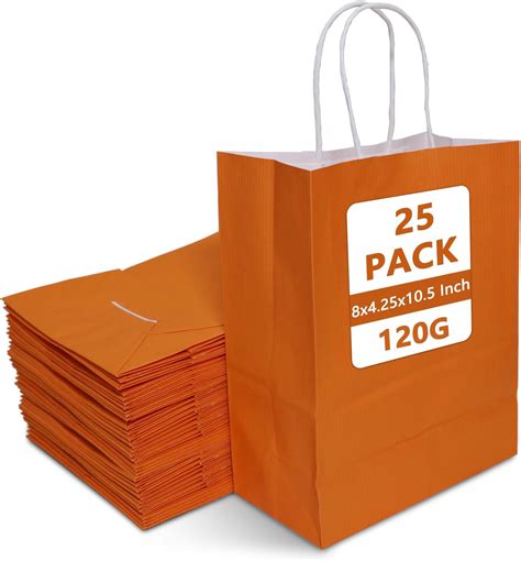 Amazon TOWRAP Orange Gift Bags 25Pcs 8x4 25x10 5 Inch Medium Kraft